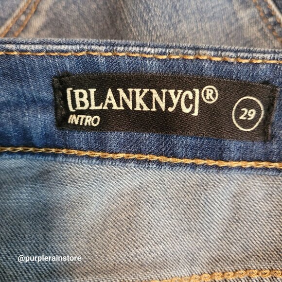 Blanknyc intro Jeans 29 Mid Rise Skinny Tummy Control Raw Step Hem Medium Light - Picture 5 of 14